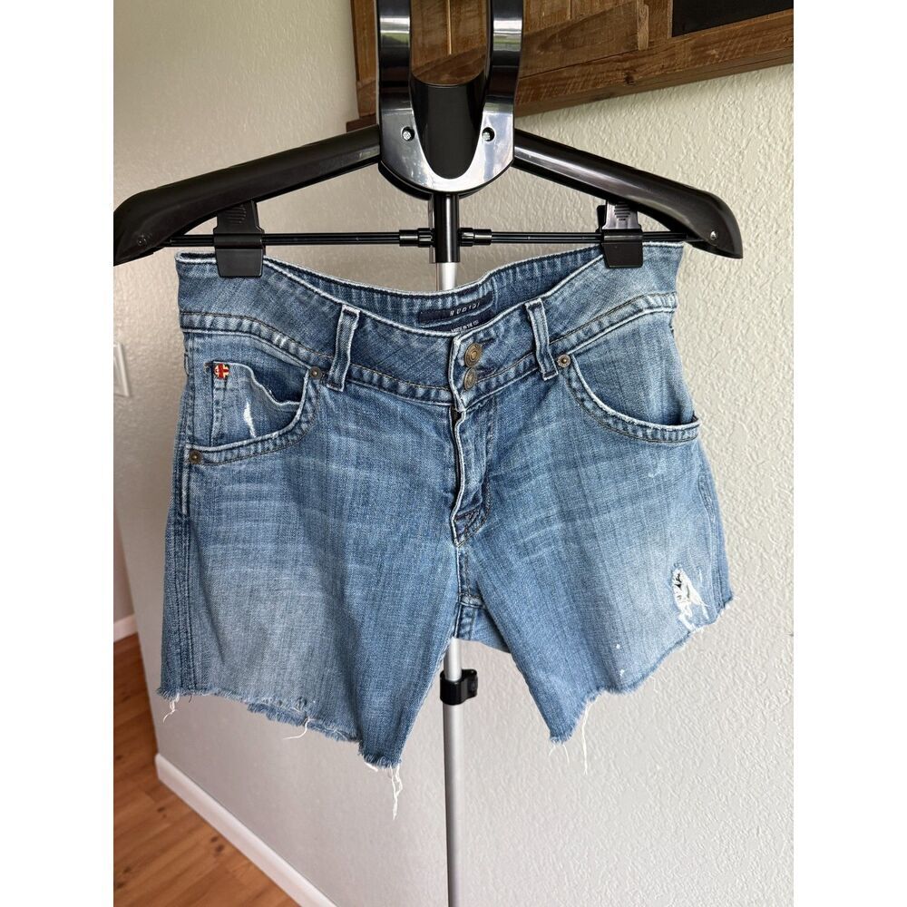 Hudson Jeans Light Blue Distressed Denim Shorts